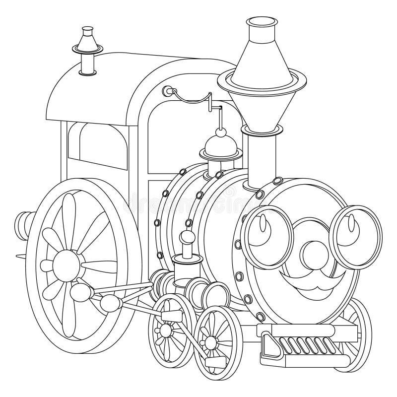 Coloring Image of the Train. Vector Illustration on the Theme of ...