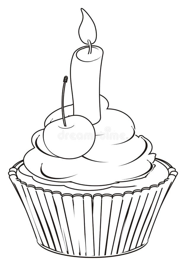 Coloring one cupcake stock illustration. Illustration of mafin - 100943793