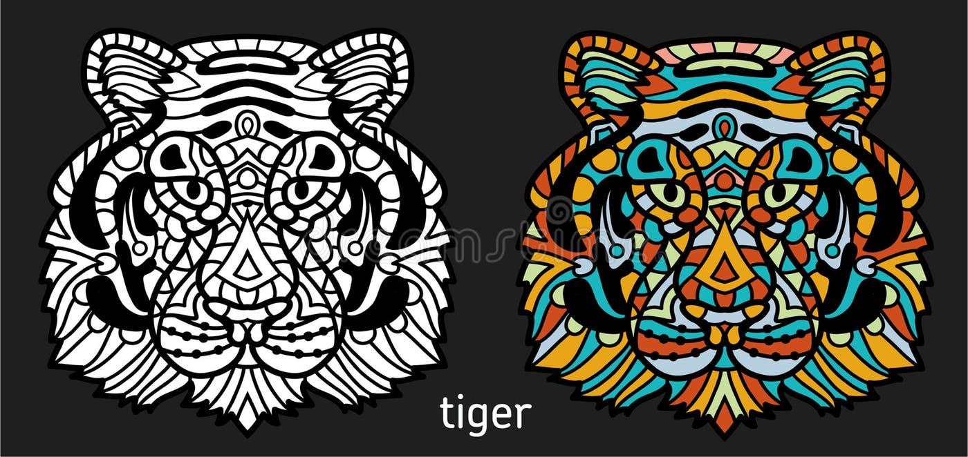 Indian Tiger Line Art Stock Illustrations – 348 Indian Tiger Line Art ...