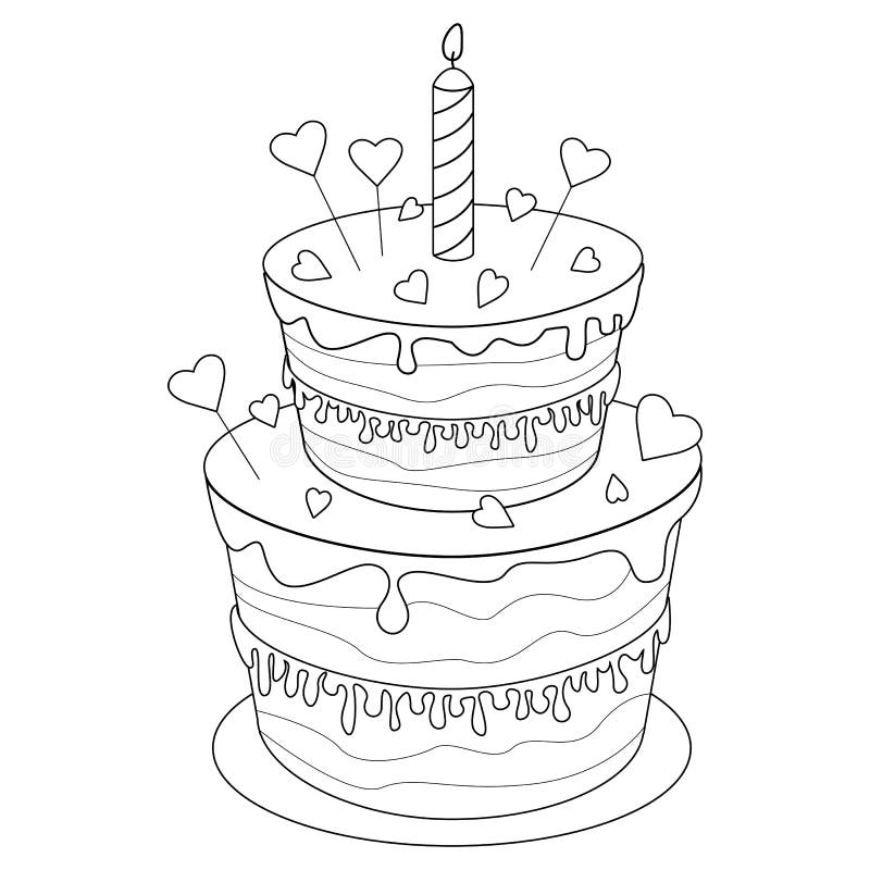 Coloring Page Birthday Cake Stock Vector Illustration Of Children Book 168688582