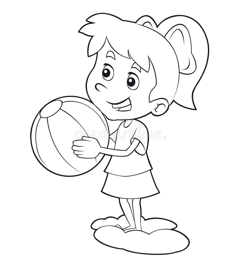 Coloring Page - Cartoon Child Having Fun - Illustration for the ...