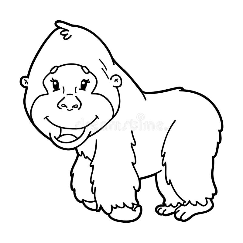 Coloring Page Cartoon Gorilla Stock Vector - Illustration of outline,  scrapbook: 103676901