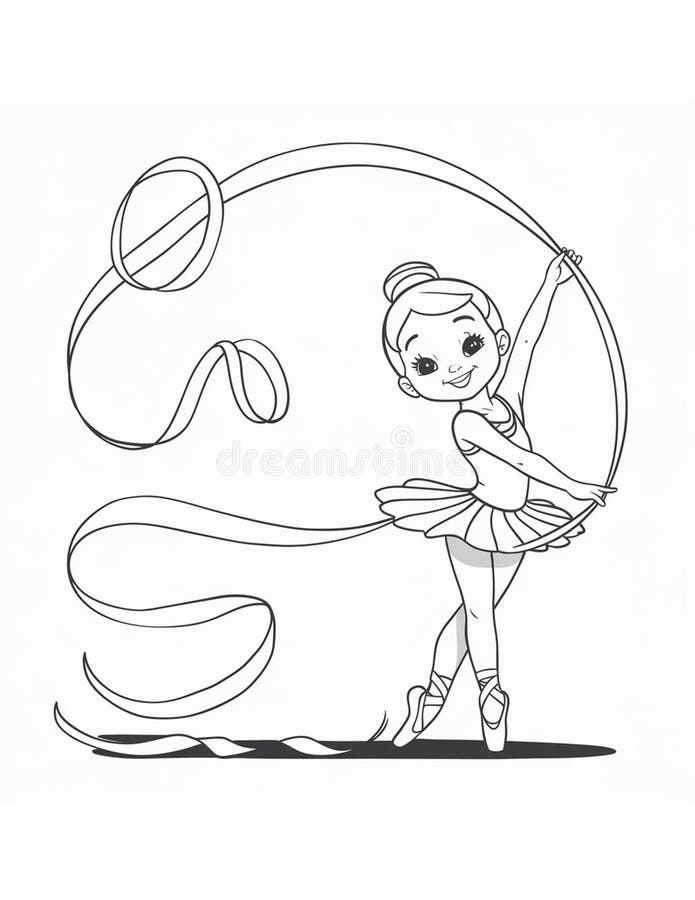 Coloring page for children with a dancing ballerina vector illustration