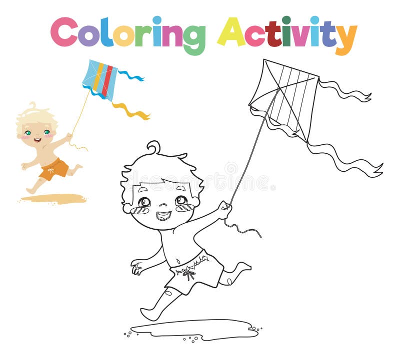 Colouring Page with Summer Theme Stock Vector - Illustration of kids ...
