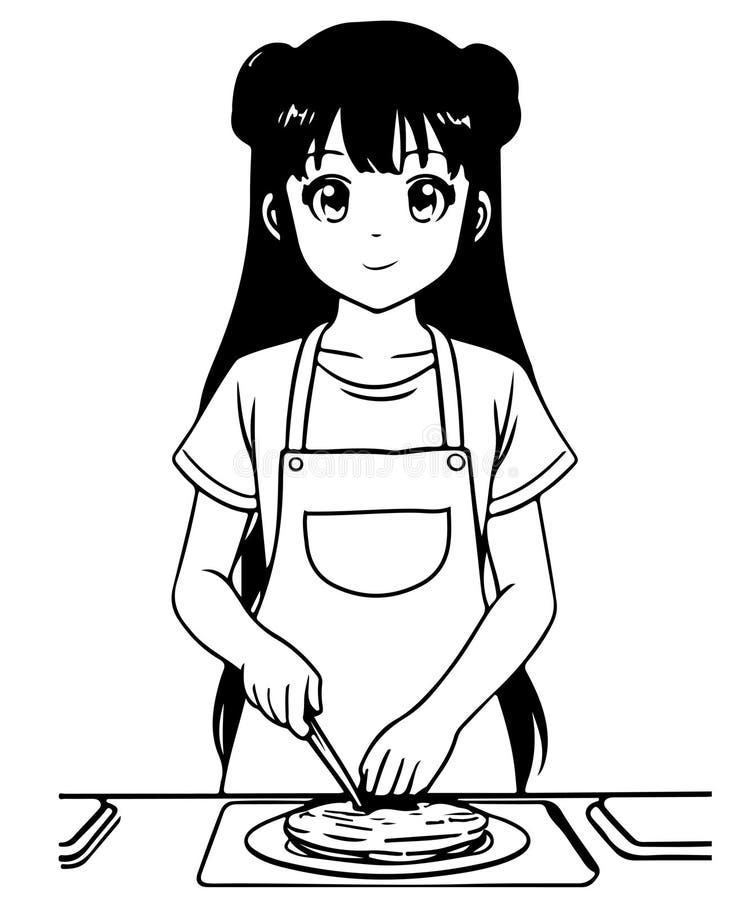 Girl cartoon doodle kawaii anime coloring page cute illustration