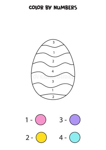 Color Cartoon Easter Egg By Numbers Worksheet For Kids Stock Vector Illustration Of Spring 