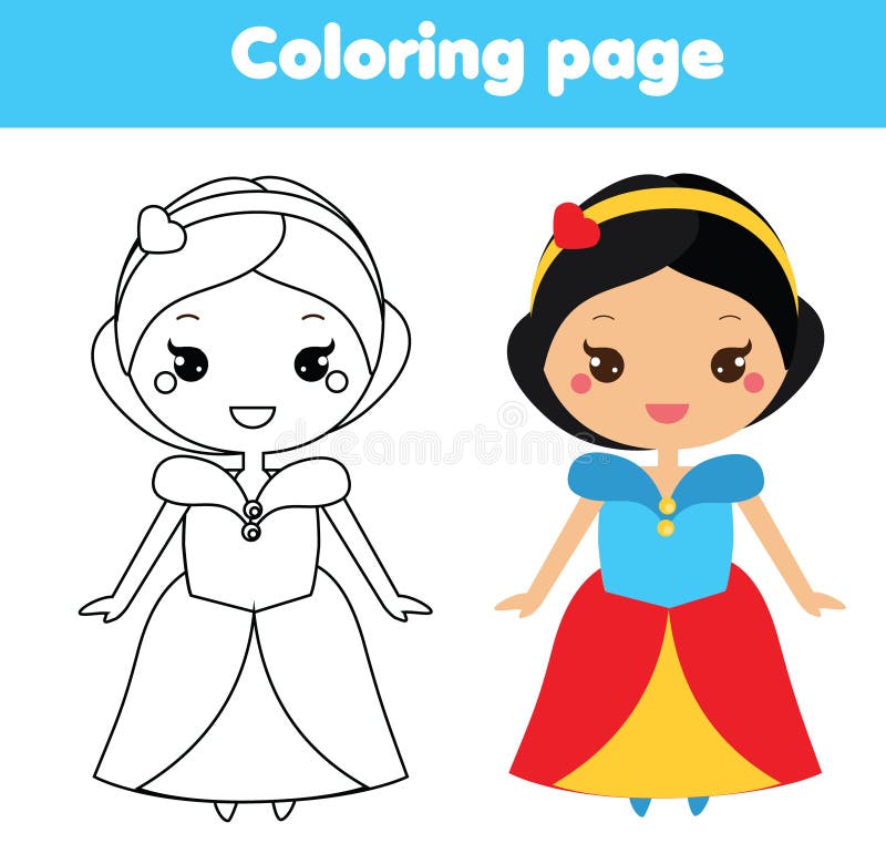 Coloring Page with Cute Princess Character in Kawaii Style. Drawing Kids Game. Printable Activity Stock Vector - Illustration of fashionable, beautiful: 106195248 Coloring Page with Cute Princess Character in Kawaii Style. Drawing Kids Game. Printable Activity Stock Vector - Illustration of fashionable, beautiful: 106195248