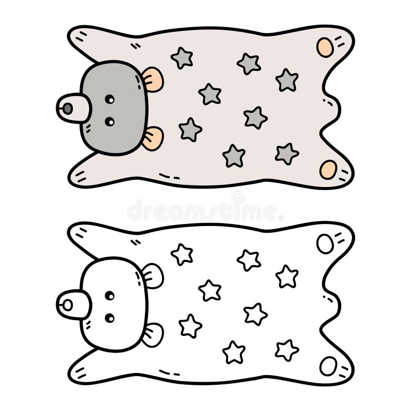 Coloring Page of Doodle Bear Rug Stock Vector Illustration of hand, carpet 240606382