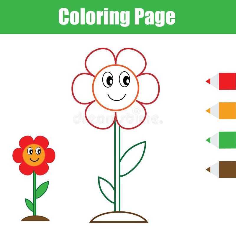 Smiling Flower Coloring Page Stock Illustration - Illustration of