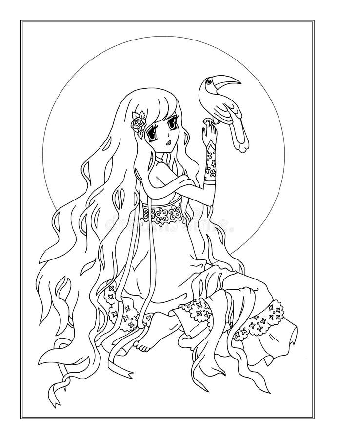 Coloring page the Fairy stock illustration. Illustration of coloring -  127964816