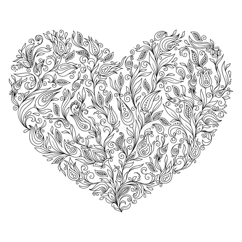 Coloring Page Flower Heart St Valentine S Day Stock Vector ...