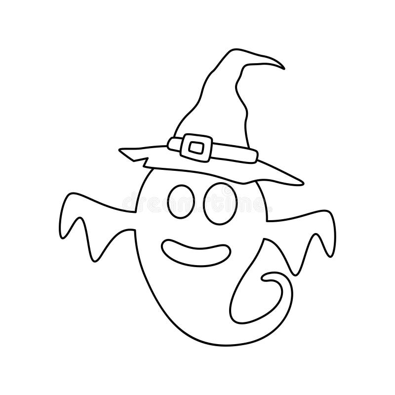 Coloring Page with Halloween Ghost Stock Vector - Illustration of cute ...