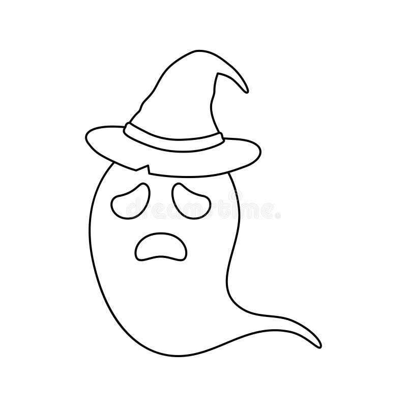 Coloring Page with Halloween Ghost Stock Vector - Illustration of ...