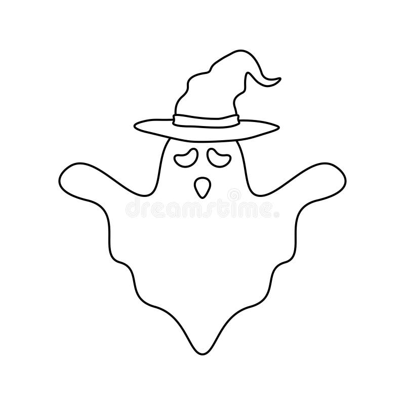 Coloring Page with Halloween Ghost Stock Vector - Illustration of ...
