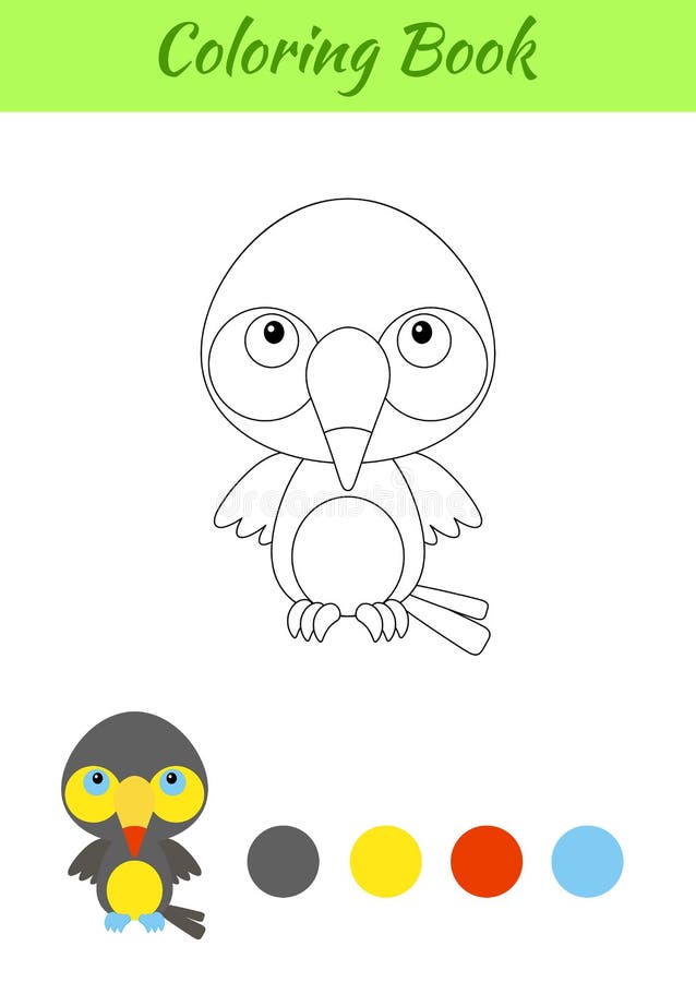 coloring page happy little baby toucan printable coloring book for kids educational activity for kindergarten and preschool with stock vector illustration of character book 188836907