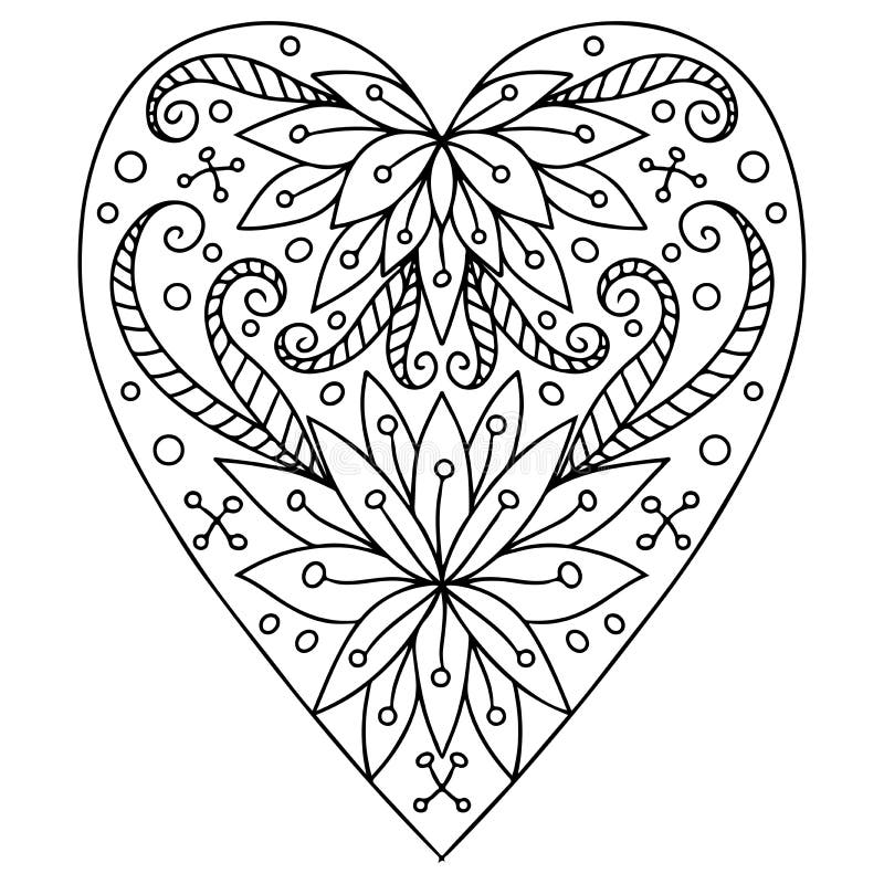 Coloring Page in Heart Form for Valentines Day or Wedding Activity ...