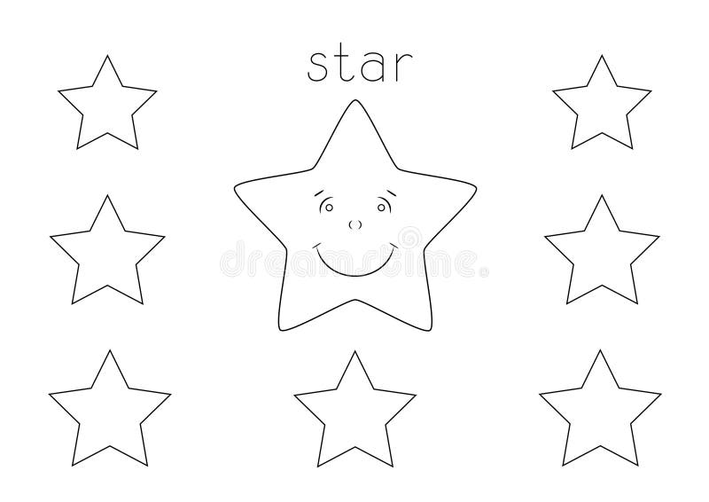 Coloring Page for Kids, Cartoon Star and Name Stock Illustration -  Illustration of cartoon, kindergarten: 180331346