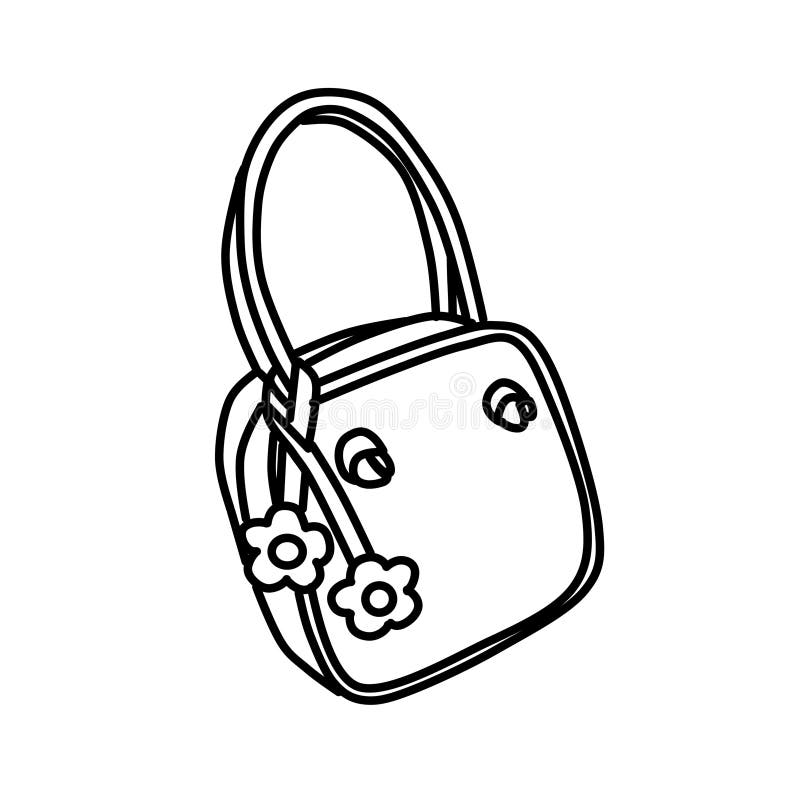 Coloring Page for Kids. Cute Bag for Coloring Stock Illustration