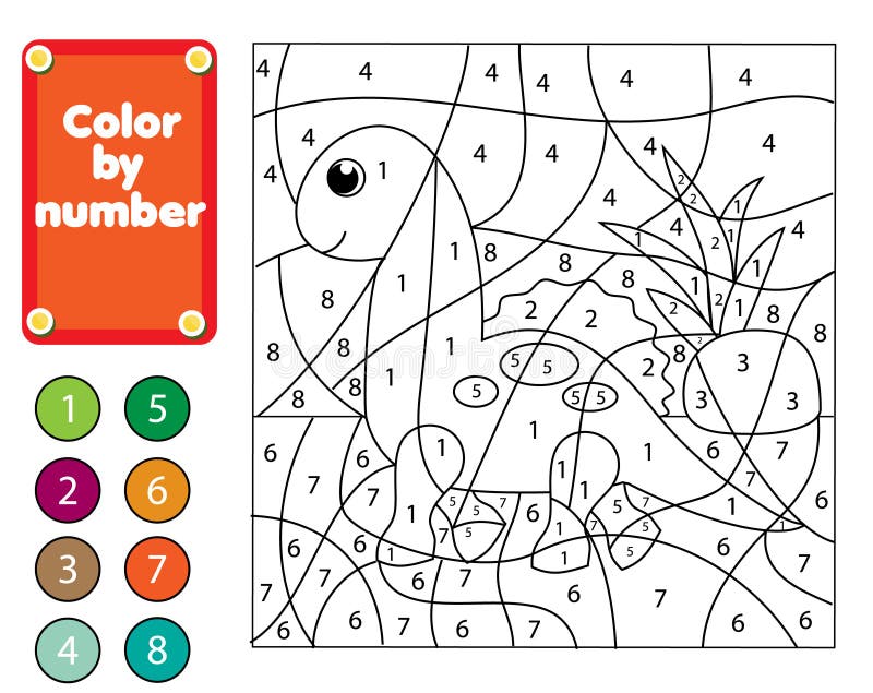 Coloring Page for Kids. Educational Children Game. Color by Numbers Cartoon Dinosaur Stock Vector - Illustration of coloring, book: 200023550 Coloring Page for Kids. Educational Children Game. Color by Numbers Cartoon Dinosaur Stock Vector - Illustration of coloring, book: 200023550