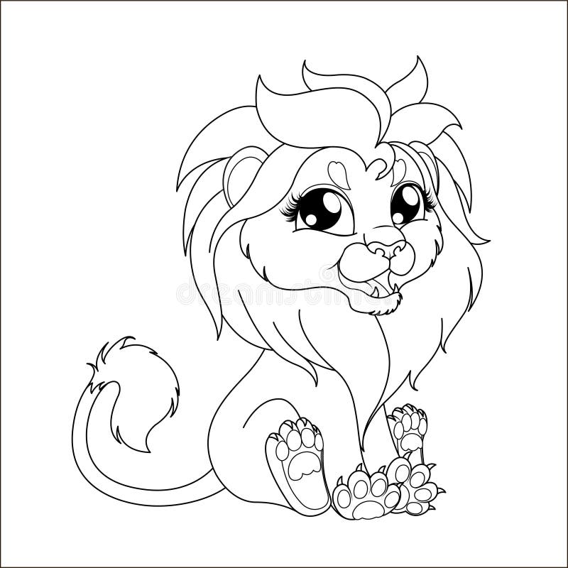 cute hand drawn baby lion drawing contour for coloring stock vector illustration of black artwork 168615384