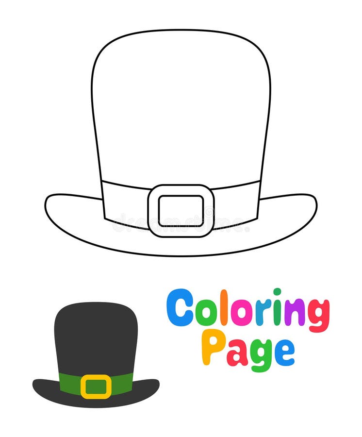 Coloring Page with Leprechaun Hat for Kids Stock Vector - Illustration