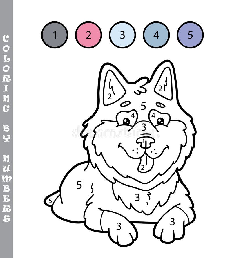 Coloring Page With Husky Dog Stock Vector - Illustration ...