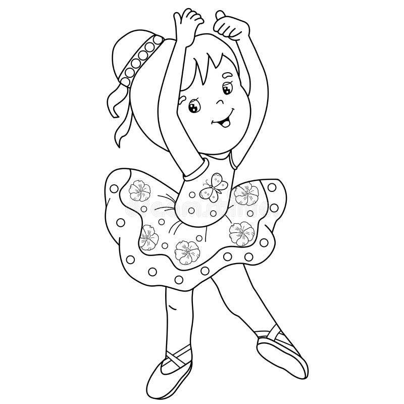 Coloring Page Outline of Cartoon Ballet Dancer or Ballerina. a Little Girl  is Dancing Stock Vector - Illustration of hobby, colour: 218317602