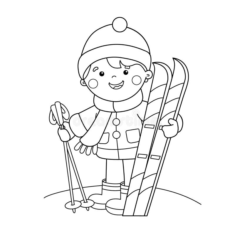 ski clipart black and white