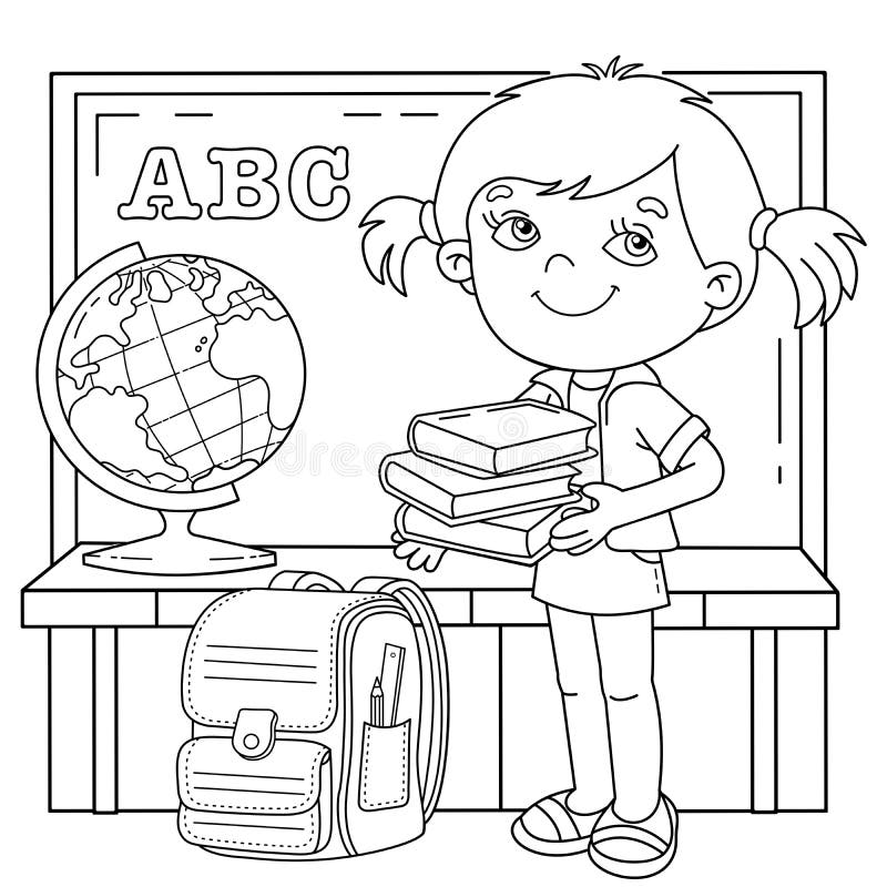 Coloring pages school supplies . Coloring book for kids. Vector  illustration Stock Vector