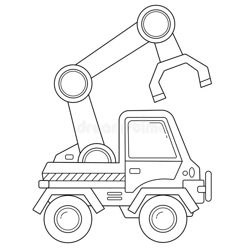 Coloring Page Outline Of cartoon loader or lift truck. 