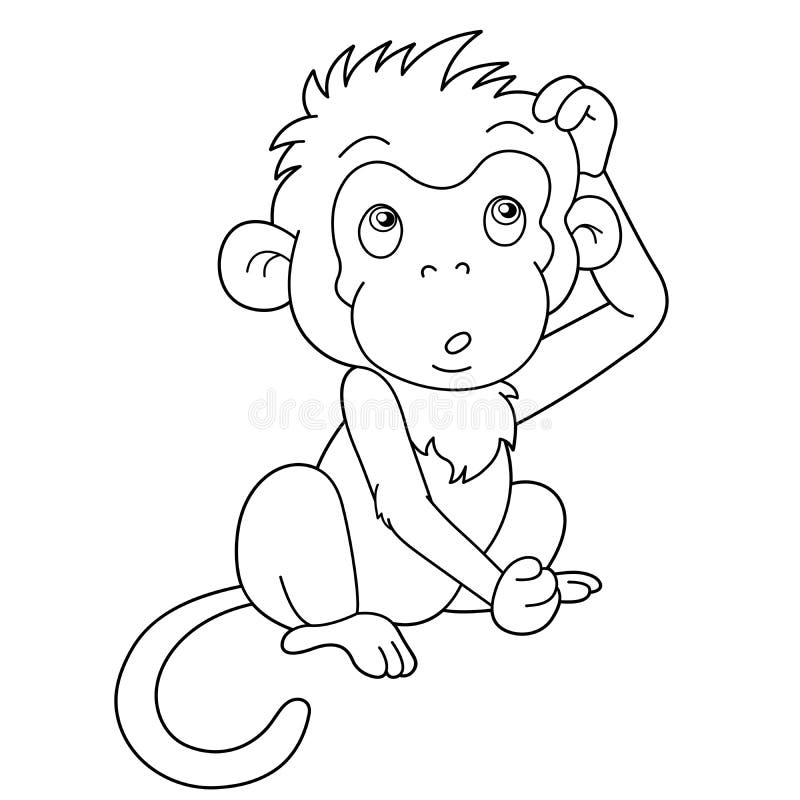 Coloring Page Outline of Cartoon Monkey. Animals Stock Vector - Illustration of outline, animal: 175314579 Coloring Page Outline of Cartoon Monkey. Animals Stock Vector - Illustration of outline, animal: 175314579