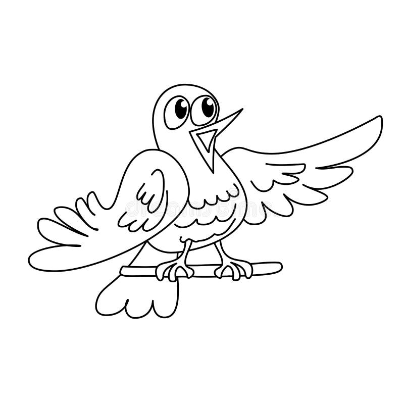 Coloring Page Outline of Funny Singing Bird Stock Vector - Illustration