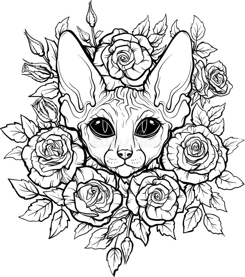 Cute Sphynx Cat Adult Coloring Book Page Mandala Style Stock Vector by  ©Sybirko 625024642