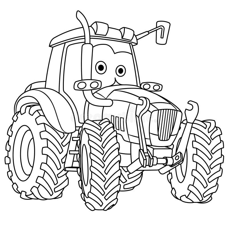 Tractor with Face Vehicle Coloring Page for Kids 10002498 Vector Art at  Vecteezy