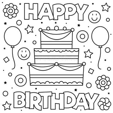 Happy Birthday Coloring Illustration Stock Illustrations – 4,571 Happy ...