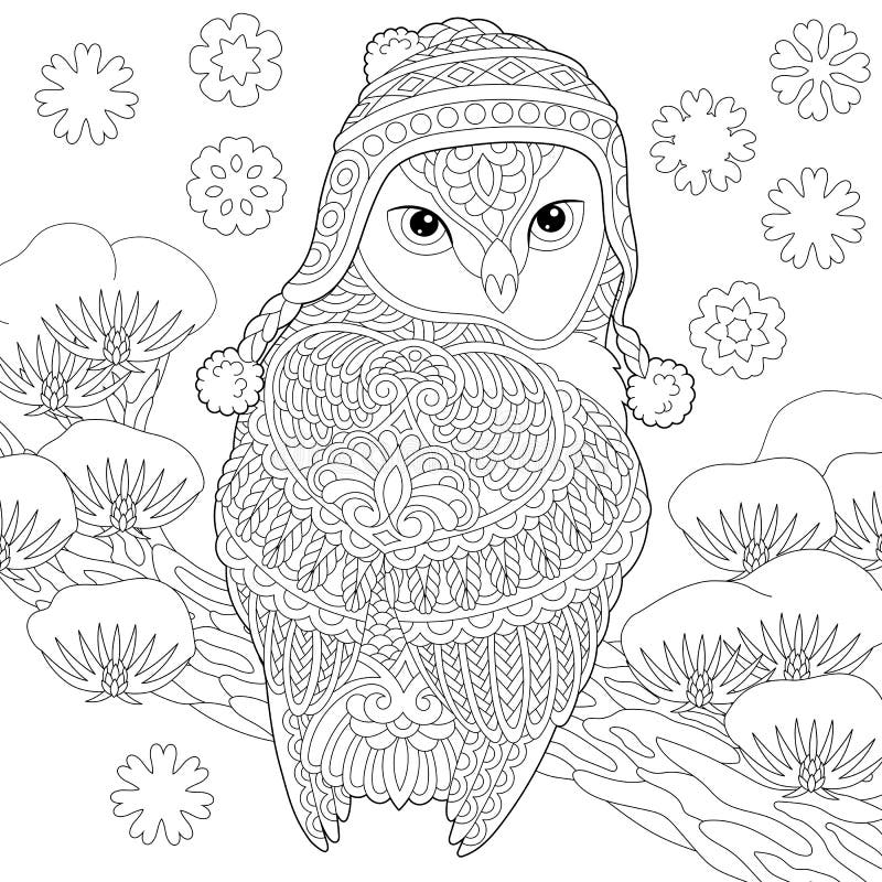 https://thumbs.dreamstime.com/b/coloring-page-winter-owl-picture-line-art-design-adult-colouring-book-doodle-zentangle-elements-164162156.jpg