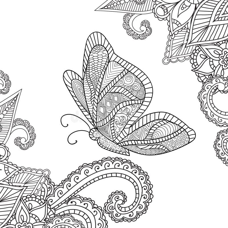 Coloring Pages for Adults. Henna Mehndi Doodles Abstract Floral ...