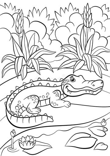 Coloring Page Alligator Stock Illustrations – 442 Coloring Page ...