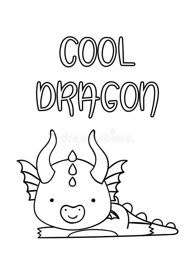 coloring pages black and white cute hand drawn dragon