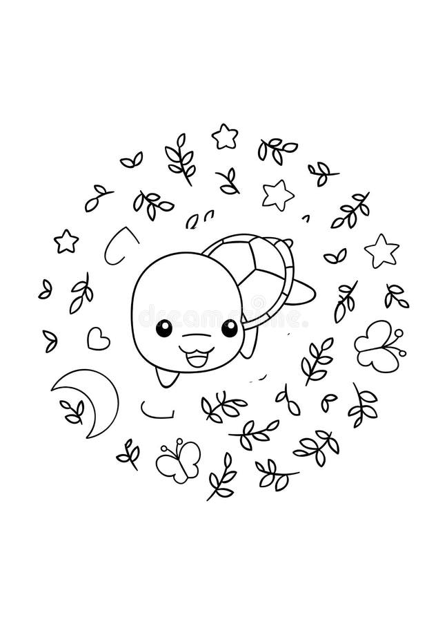 coloring pages black and white cute kawaii hand drawn