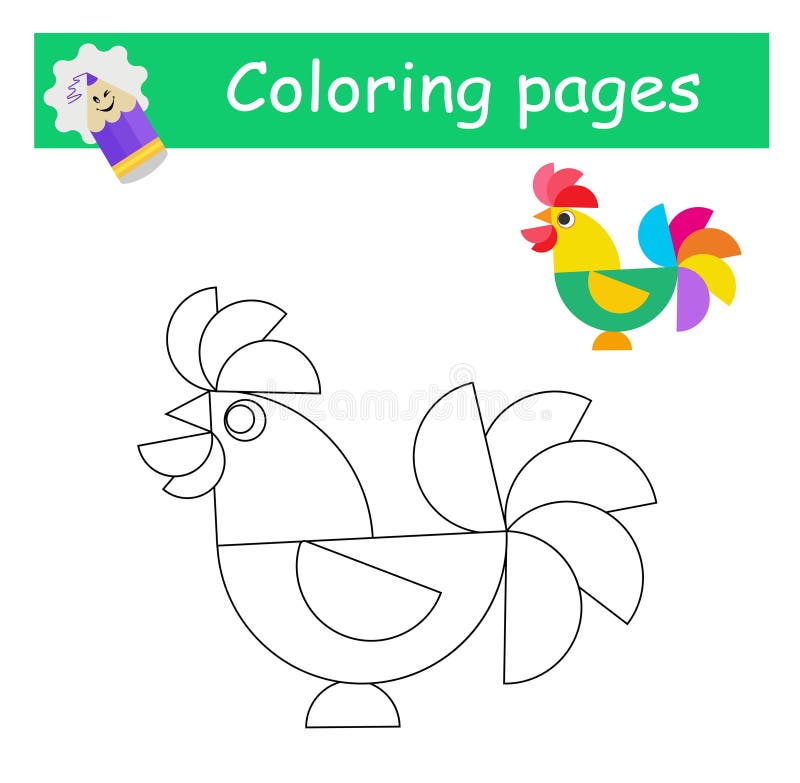 Coloring Pages. Cartoon Rooster Vector Stock Vector - Illustration of