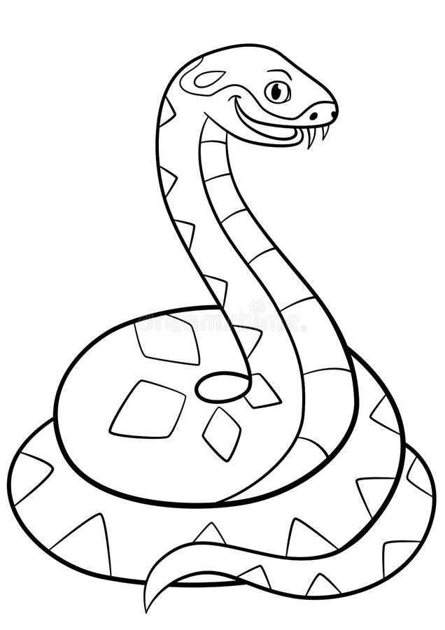 Coloring pages. Little cute viper smiles