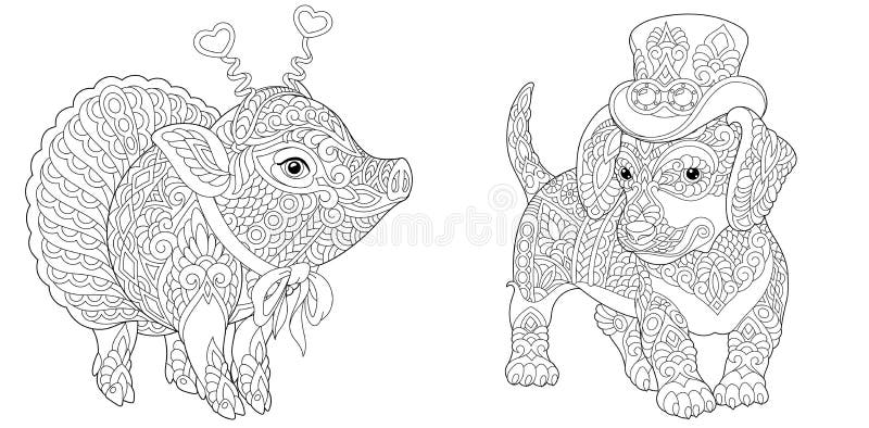 Adult Coloring Pages Animals Stock Illustrations – 20 Adult ...