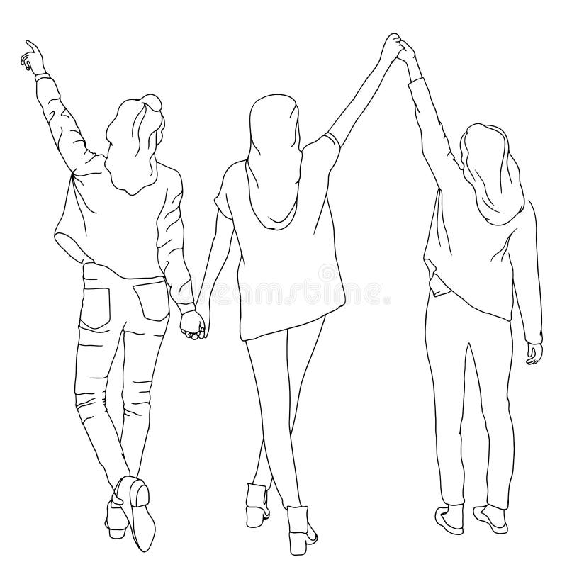 https://thumbs.dreamstime.com/b/coloring-pages-three-girls-weaving-hands-air-drawn-backside-flat-colorful-illustration-people-coloring-225953795.jpg