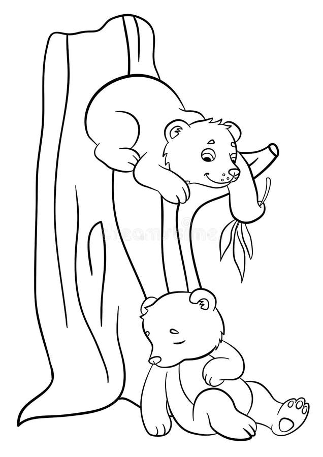 Coloring Pages Wild Animals Cute Baby Bears Stock Download Vector