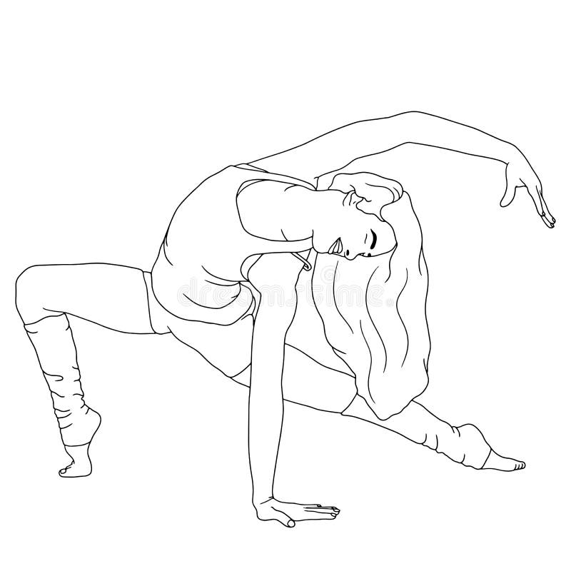 Adult coloring page young girl in tree yoga pose Vector Image