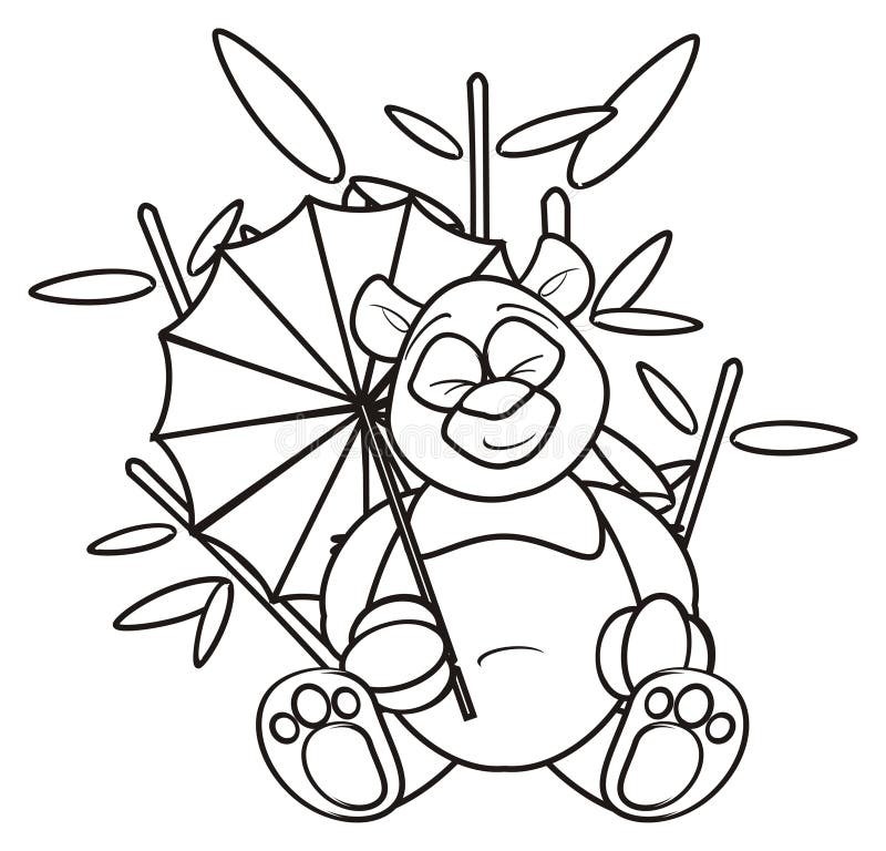 Coloring Panda Hold A Plant Stock Illustration - Illustration of