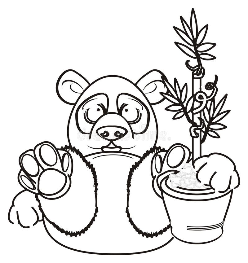 Coloring panda hold a plant royalty free illustration Coloring panda hold a plant royalty free illustration