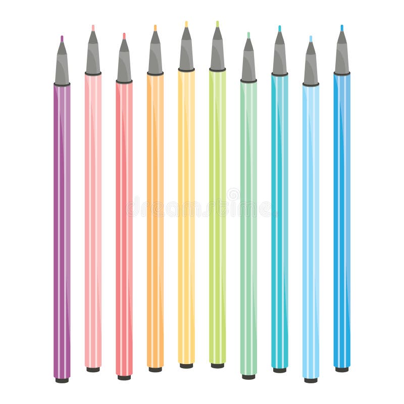 Set of Coloring Marker Pens Stock Illustration - Illustration of design