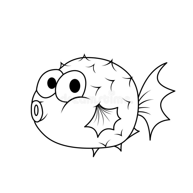Coloring of Puffer Fish Cartoon, Cute Funny Character, Flat Design Stock  Illustration - Illustration of aquatic, love: 205960811
